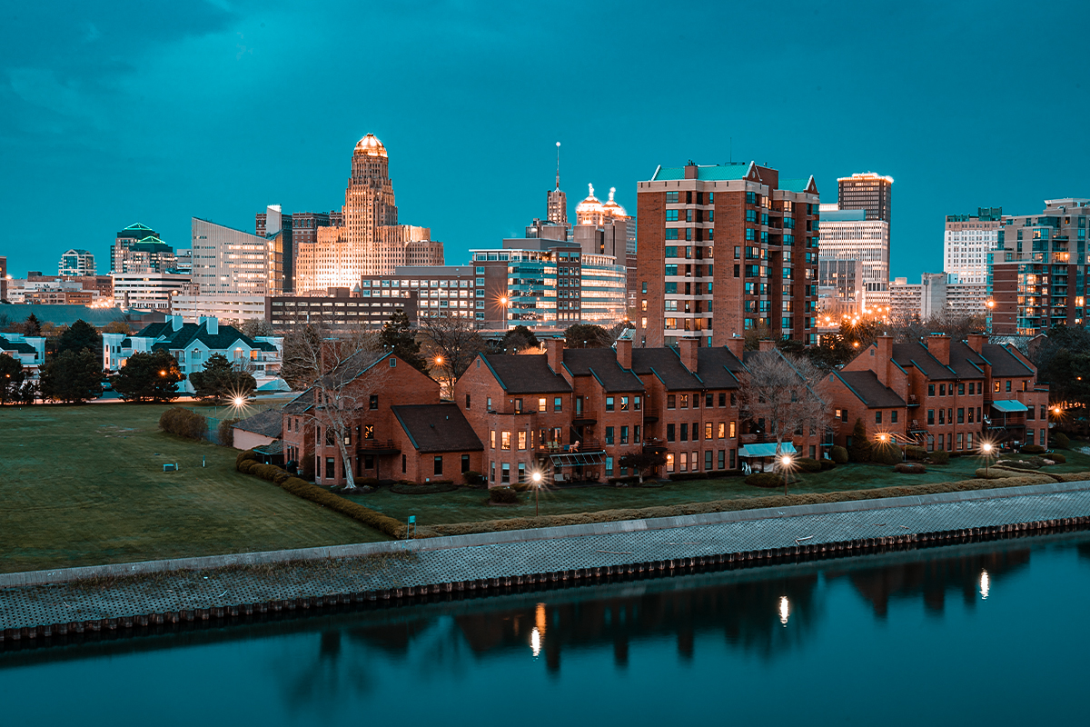 Buffalo skyline representing local IRS tax relief services
